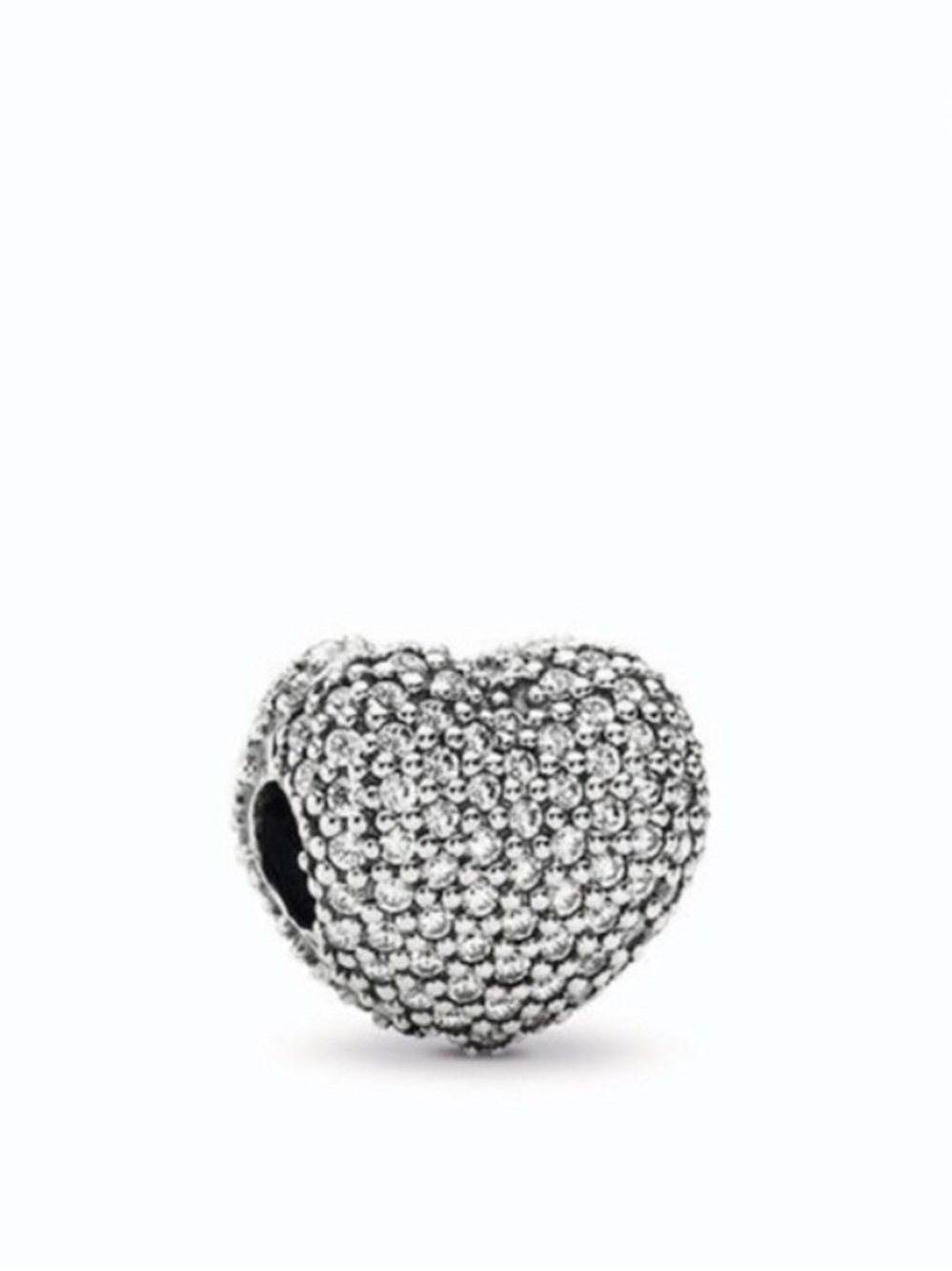 Pandora Retired Pavé Heart Clip Charm Clear CZ Sterling 925 - Picture 4 of 12